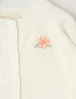 Little Bundle Flower Crew Neck Knit Cardigan, White product photo View 03 S