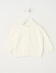 Little Bundle Crew Neck Knit Cardigan, White product photo