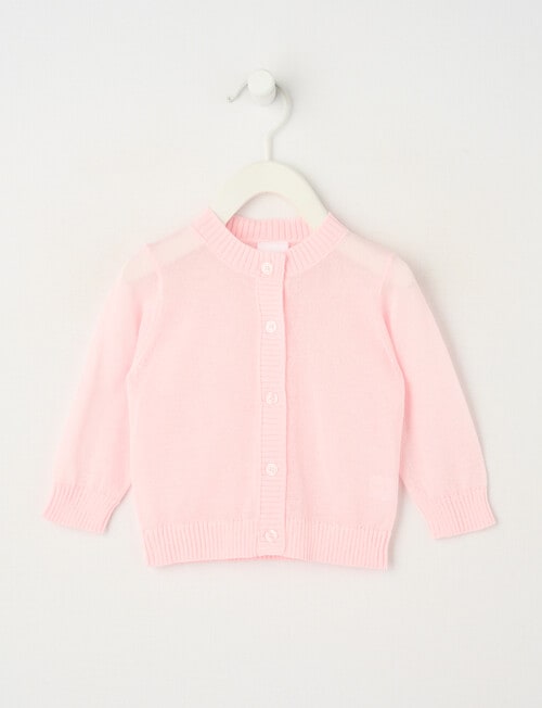 Teeny Weeny All Dressed Up Sheer Cardigan, Powder Puff Pink product photo