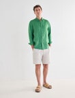 Gasoline Linen Long Sleeve Shirt, Green product photo View 03 S