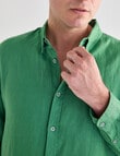 Gasoline Linen Long Sleeve Shirt, Green product photo View 04 S