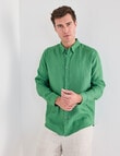 Gasoline Linen Long Sleeve Shirt, Green product photo View 06 S