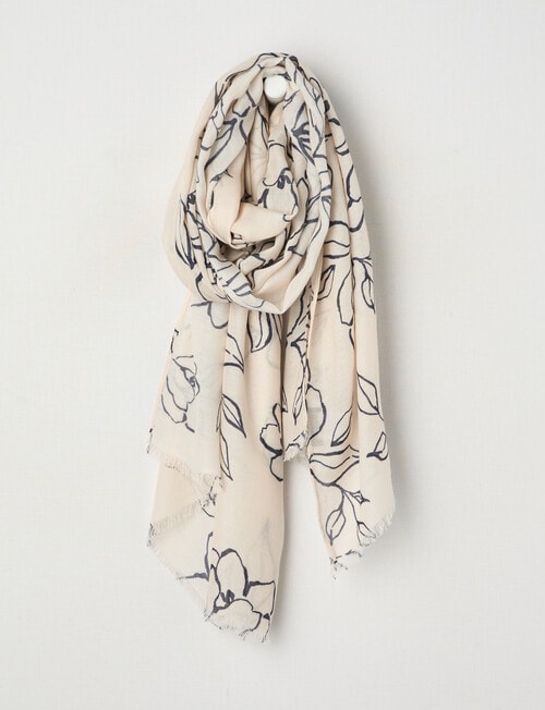 Boston + Bailey Printed Viscose Floral Scarf, Natural & Black product photo