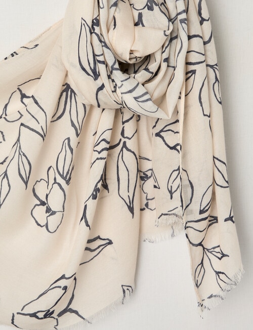 Boston + Bailey Printed Viscose Floral Scarf, Natural & Black product photo View 02 L