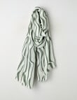 Boston + Bailey Printed Viscose Stripe Scarf, Sage & White product photo
