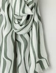 Boston + Bailey Printed Viscose Stripe Scarf, Sage & White product photo View 02 S