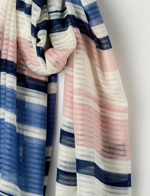 Boston + Bailey Lightweight Stripe Scarf, Navy & Pink product photo View 02 L