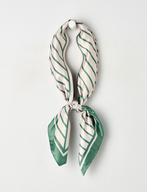 Boston + Bailey Square Satin Stripe Scarf, Olive & Pink product photo