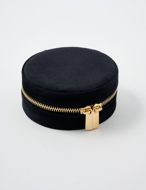 Boston + Bailey Velvet Round Jewellery Box, Black product photo