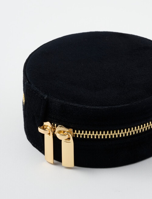 Boston + Bailey Velvet Round Jewellery Box, Black product photo View 03 L