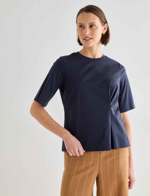 Jigsaw Anna Pleat Detail Knit Top, Navy product photo