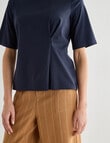 Jigsaw Anna Pleat Detail Knit Top, Navy product photo View 04 S