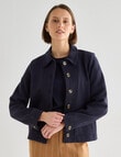 Jigsaw Georgina Cotton Knit Jacket, Navy product photo