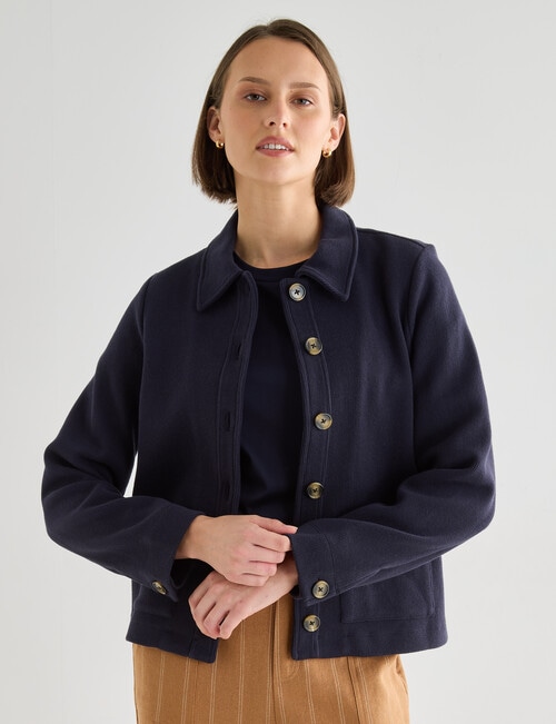 Jigsaw Georgina Cotton Knit Jacket, Navy product photo