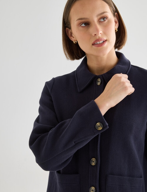 Jigsaw Georgina Cotton Knit Jacket, Navy product photo View 04 L