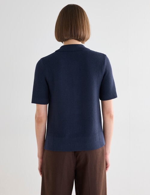 Jigsaw Vivienne Linen Blend Polo Shirt, Navy product photo View 02 L
