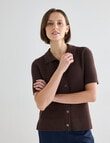 Jigsaw Vivienne Linen Blend Polo Shirt, Chocolate product photo View 05 S
