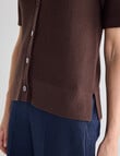 Jigsaw Vivienne Linen Blend Polo Shirt, Chocolate product photo View 06 S