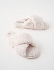 Lyric Faux Sherpa Crossover Scuff Slippers, Pearl product photo