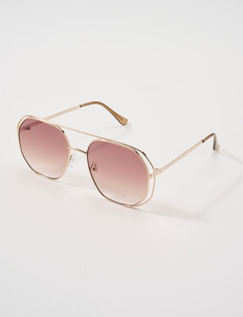 Whistle Accessories Rounded Aviator Sunglasses, Gold Tone product photo