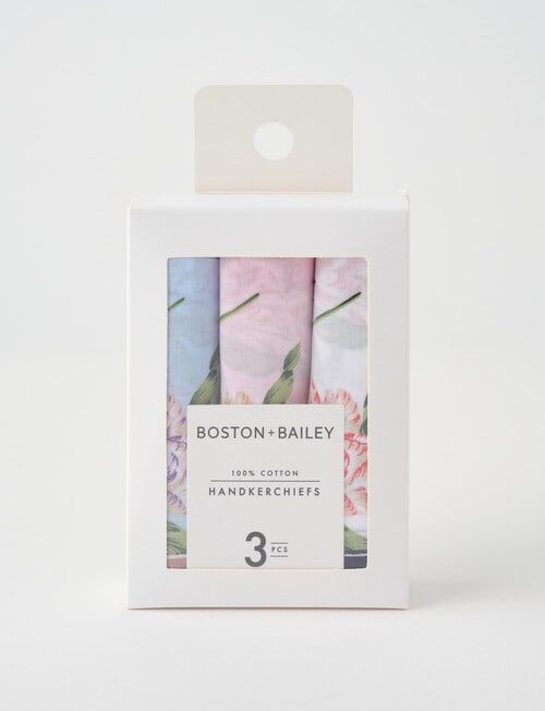 Boston + Bailey Embroidered Floral Handkerchief, 3-Pack, Pink product photo View 02 L