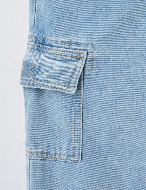 Mac & Ellie Pull On Wide Leg Cargo Jean, Light Blue product photo View 02 L