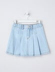 Mac & Ellie Pleated Denim Skirt, Light Blue product photo