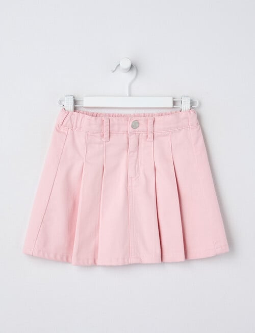 Mac & Ellie Pleated Denim Skirt, Pink Sorbet product photo
