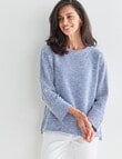 Ella J Textured Batwing Knit Top, Blue Stripe product photo
