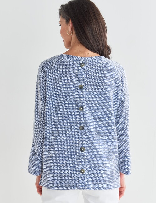 Ella J Textured Batwing Knit Top, Blue Stripe product photo View 02 L