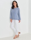 Ella J Textured Batwing Knit Top, Blue Stripe product photo View 03 S