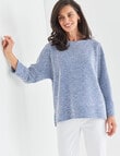 Ella J Textured Batwing Knit Top, Blue Stripe product photo View 05 S