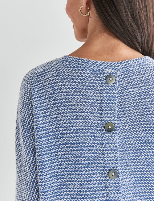 Ella J Textured Batwing Knit Top, Blue Stripe product photo View 06 L