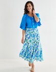 Ella J Shirred Waist Skirt, Blue & Green product photo