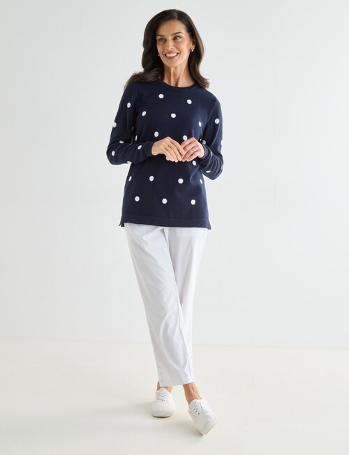 Ella J Spot Cotton Jumper, Navy product photo View 03 L