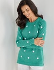Ella J Spot Cotton Jumper, Green product photo