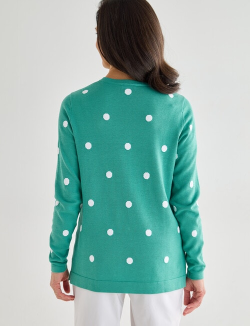 Ella J Spot Cotton Jumper, Green product photo View 02 L