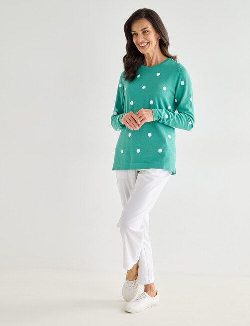 Ella J Spot Cotton Jumper, Green product photo View 03 L