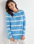 Ella J Stripe Cotton Jumper, Blue product photo
