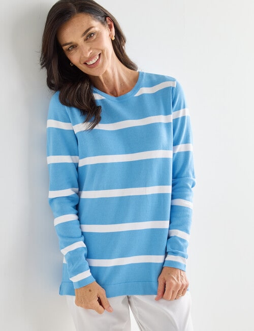 Ella J Stripe Cotton Jumper, Blue product photo
