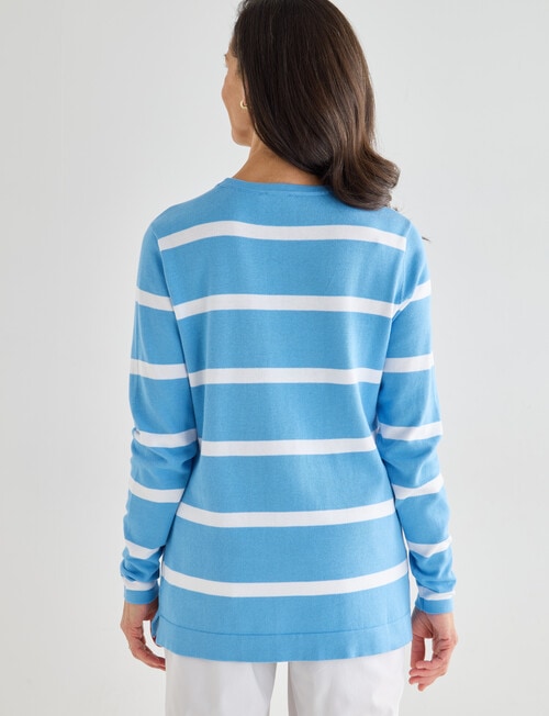 Ella J Stripe Cotton Jumper, Blue product photo View 02 L