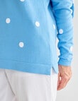 Ella J Spot Cotton Jumper, Blue product photo View 04 S