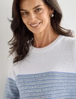 Ella J Stripe Textured Cotton Jumper, Blue product photo