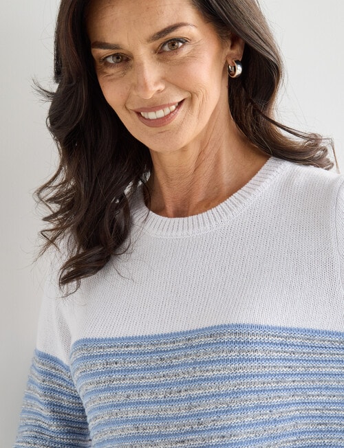 Ella J Stripe Textured Cotton Jumper, Blue product photo