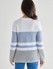 Ella J Stripe Textured Cotton Jumper, Blue product photo View 02 S