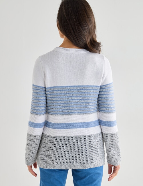 Ella J Stripe Textured Cotton Jumper, Blue product photo View 02 L
