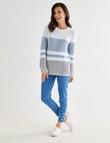 Ella J Stripe Textured Cotton Jumper, Blue product photo View 03 S