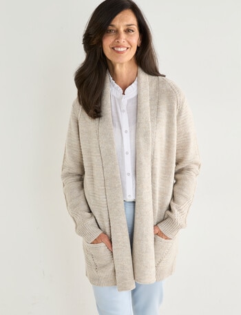 Ella J Deco Cardigan, Oatmeal product photo