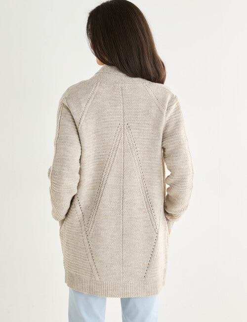 Ella J Deco Cardigan, Oatmeal product photo View 02 L