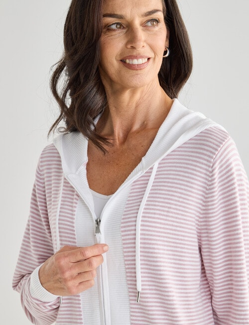 Ella J Stripe Zip Hoodie, Pale Pink product photo View 04 L